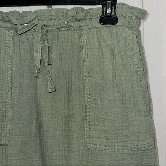 Caslon x Nordstrom S Camo Olive green crinkle cotton casual pull on skirt - Picture 5 of 10